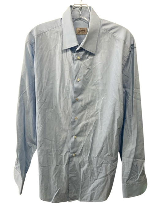 Armani Collezioni Size 16.5 Blue Solid Button Down Men's Long Sleeve Shirt Blue / 16.5