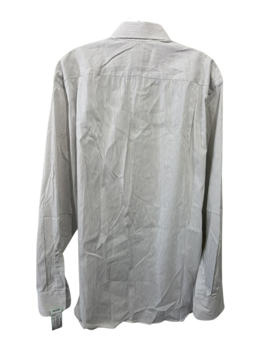 Kent and Curwen Size XL White & Blue Cotton Striped Men's Long Sleeve Shirt White & Blue / XL