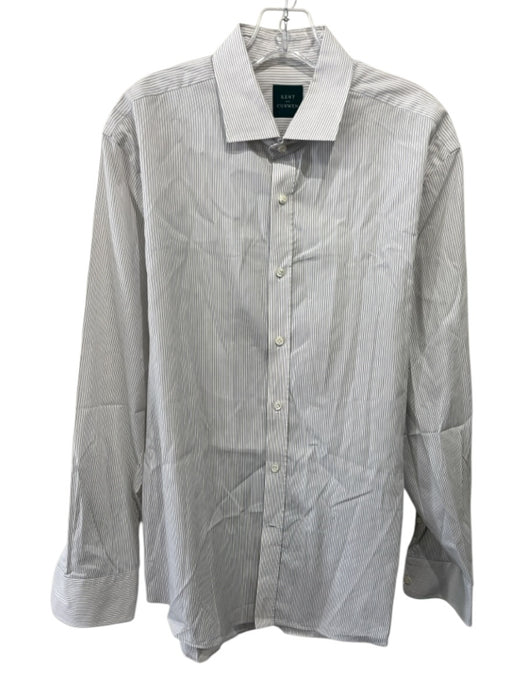 Kent and Curwen Size XL White & Blue Cotton Striped Men's Long Sleeve Shirt White & Blue / XL