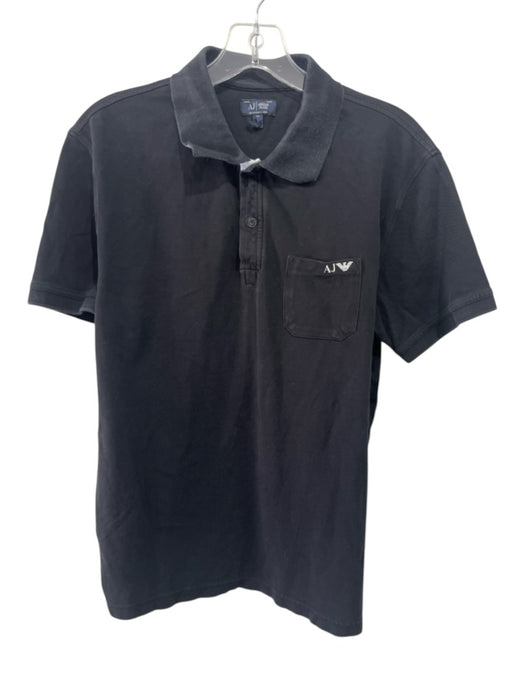 Armani Jeans Size XL Black & White Cotton Solid Polo Men's Short Sleeve Black & White / XL