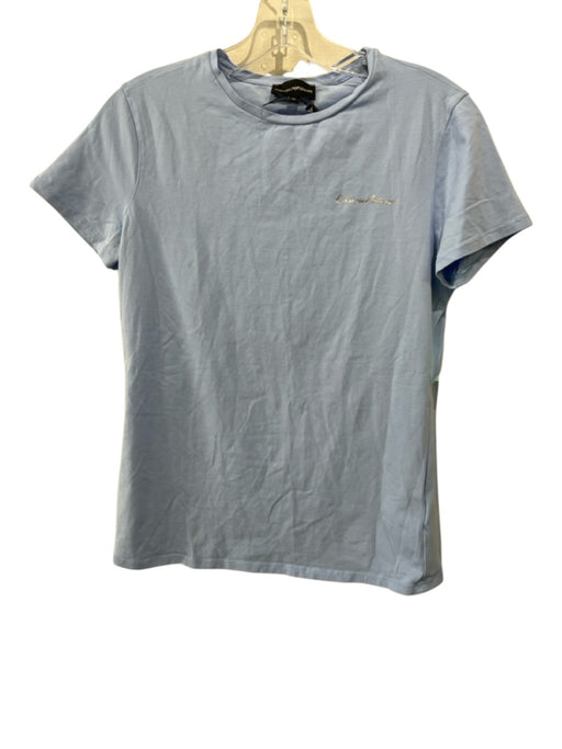 Emporio Armani Size 46 Blue Cotton Solid Men's Short Sleeve Blue / 46