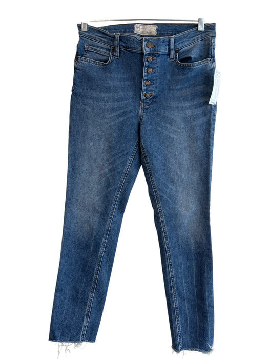 Free People Size 31 Medium Wash Cotton Mid Rise Straight Frayed Hem Jeans Medium Wash / 31