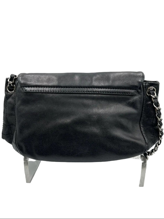Chanel Black & Silver Caviar Leather Quilted Detail Chain Strap Shoulder Bag Bag