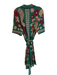 Farm Rio Size Small Green & Multi Viscose Front Button Belt Short Sleeve Dress Green & Multi / Small
