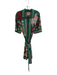 Farm Rio Size Small Green & Multi Viscose Front Button Belt Short Sleeve Dress Green & Multi / Small