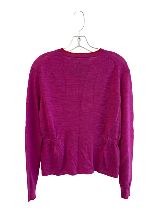 Veronica Beard Size XS Purple Merino Wool Red Trim Long Sleeve Round Neck Top Purple / XS