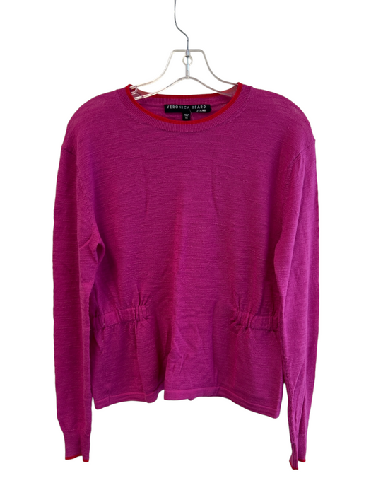 Veronica Beard Size XS Purple Merino Wool Red Trim Long Sleeve Round Neck Top Purple / XS