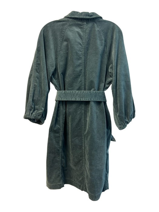 Pilcro Size 6 Teal Green Cotton Blend Corduroy Belt Front Button Ribbed Dress Teal Green / 6