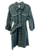 Pilcro Size 6 Teal Green Cotton Blend Corduroy Belt Front Button Ribbed Dress Teal Green / 6