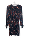 Joie Size Small Black & Multi Silk Abstract Floral V Neck Elastic Waist Dress Black & Multi / Small