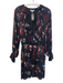 Joie Size Small Black & Multi Silk Abstract Floral V Neck Elastic Waist Dress Black & Multi / Small
