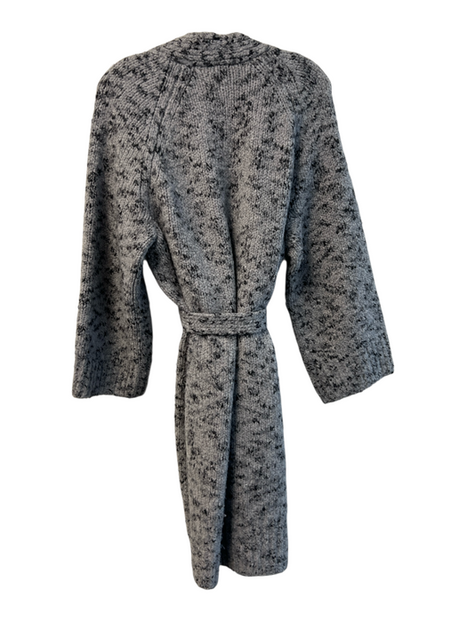 Vince Size Small Gray & Black Wool Blend Open Front Belt Dotted Sweater Coat Gray & Black / Small