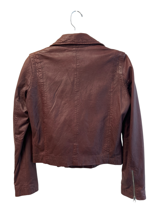 Madewell Size Medium Brown Leather Silver Front Zip Zip Pockets Moto Jacket Brown / Medium
