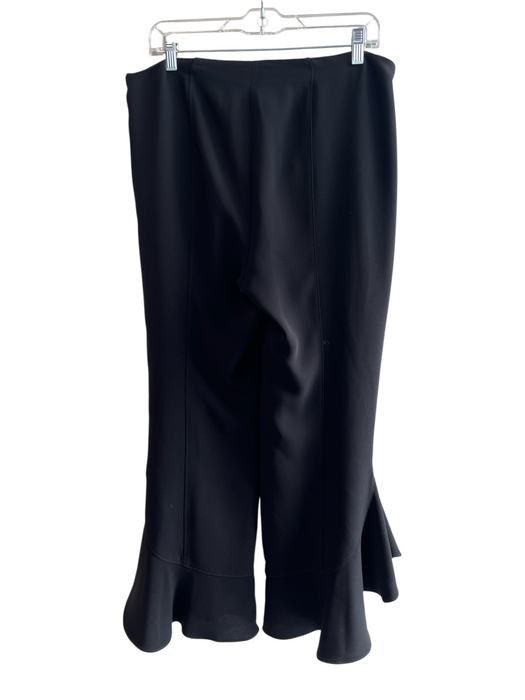 Cinq a Sept Size 8 Black Triacetate Blend Side Zip Ruffle Hem Flat Front Pants Black / 8