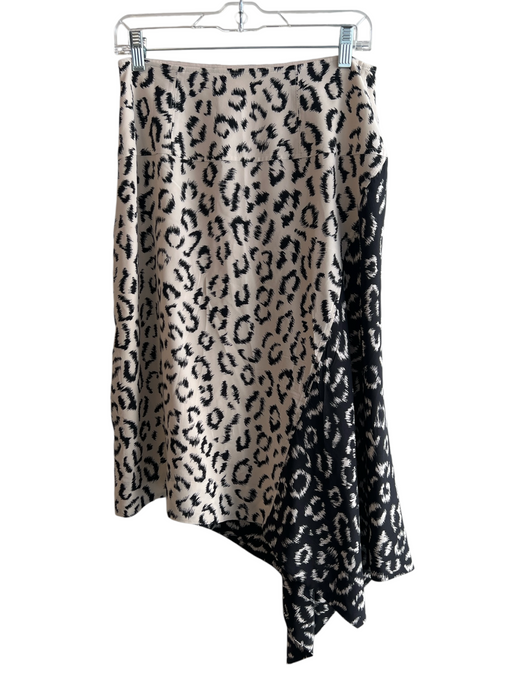 A.L.C. Size 8 black and cream Silk Leopard Asymetric Side Zip Skirt black and cream / 8