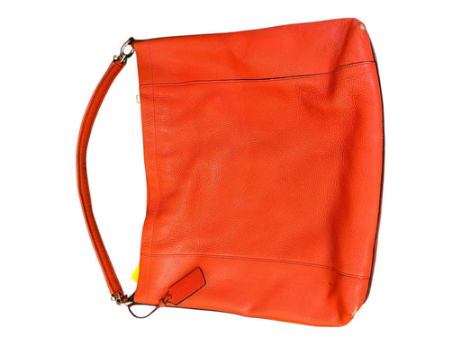 Coach Orange Leather Pebbled 1 handle Exterior Pockets Top Zip Bag Orange / Large