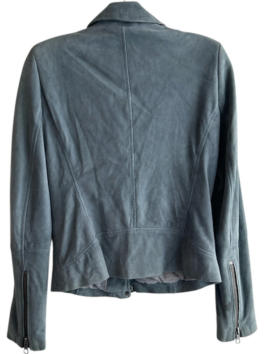 Set Urban Deluxe Size 4 Blue Gray Leather Double Zip Motorcycle Jacket Jacket Blue Gray / 4