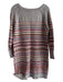 Sundance Size PM Grey & Multi Cotton Blend Square Neck Long Sleeve Knit Sweater Grey & Multi / PM