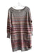 Sundance Size PM Grey & Multi Cotton Blend Square Neck Long Sleeve Knit Sweater Grey & Multi / PM