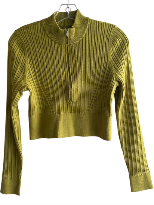 Maeve Size S Olive Green Viscose Blend Mock Neck Half Zip Long Sleeve Sweater Olive Green / S