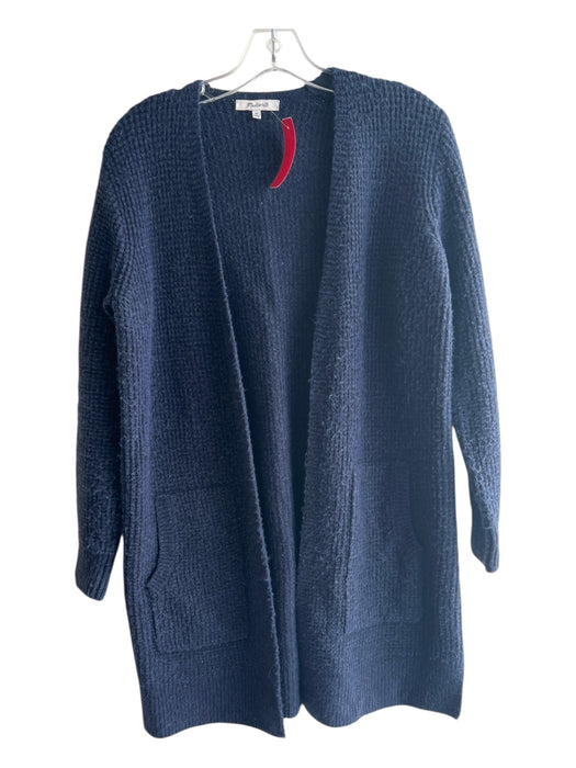 Madewell Size XS Navy Nylon & Wool Open Front Long Sleeve Tunic Length Sweater Navy / XS