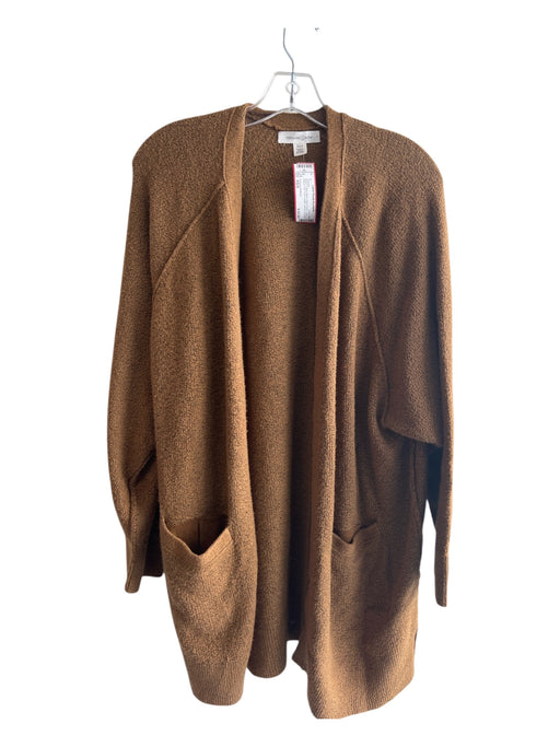 Treasure & Bond Size XS/S Brown Cotton Blend Open Front Long Sleeve Knit Sweater Brown / XS/S