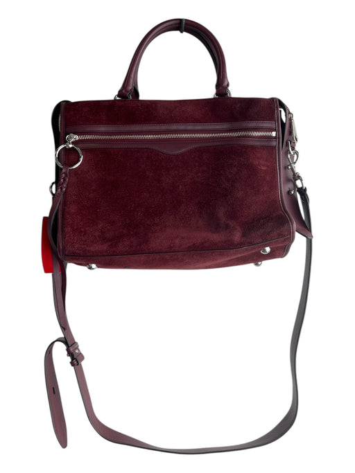 Rebecca Minkoff Maroon Leather Suede Top Handle silver hardware Bag Maroon / M