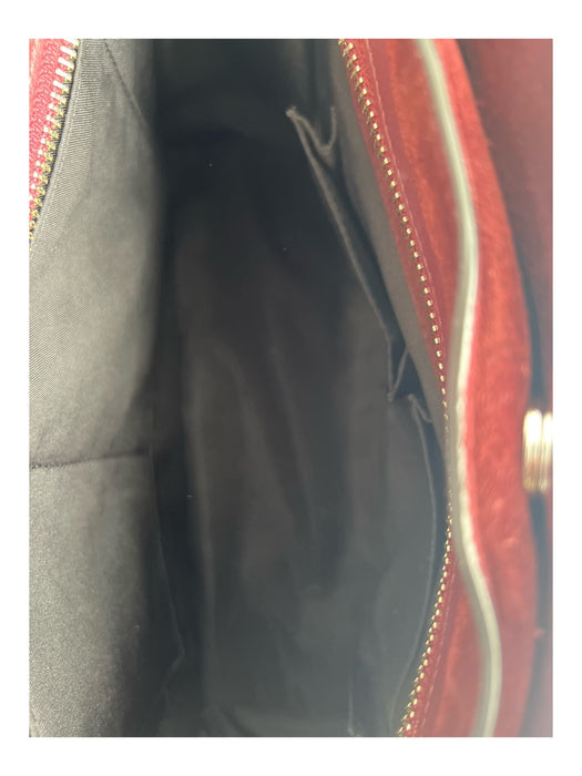 Rebecca Minkoff Maroon Leather Suede Top Handle silver hardware Bag Maroon / M