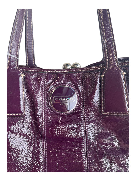 Coach aubergene Patent Leather Top Handles Silver Hardware Kiss Lock Bag aubergene / M