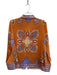 Rachel Zoe Size M Orange & Multi Polyester Blend Satin Collared Button Up Top Orange & Multi / M