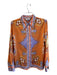 Rachel Zoe Size M Orange & Multi Polyester Blend Satin Collared Button Up Top Orange & Multi / M