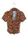 Maeve Size S Orange & Multi Cotton Collared Button Up Cap Sleeve Fruit Print Top Orange & Multi / S