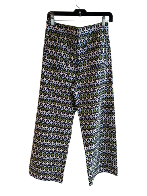 Maeve Size 29 Blue Green & White Viscose & Cotton High Rise Plane Print Pants Blue Green & White / 29