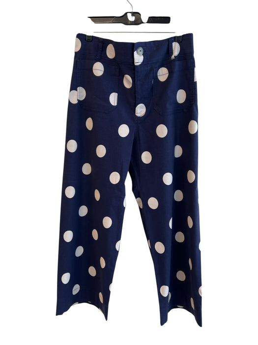 Maeve Size 29 Navy & Cream Viscose & Linen High Rise Polka Dot 4 Pocket Pants Navy & Cream / 29