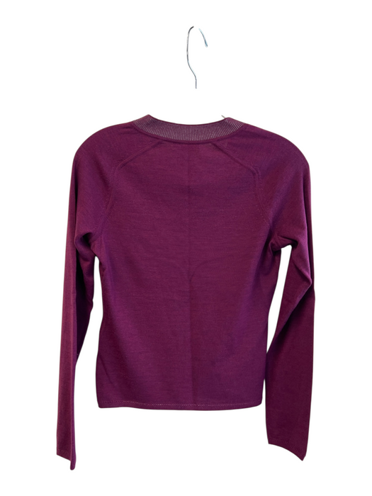 Rag & Bone Size Small Eggplant Merino Wool V Neck Long Sleeve Ribbed Detail Top Eggplant / Small