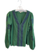 Boden Size 6 Green & Navy Cotton Long Sleeve Embroidered V Neck Top Green & Navy / 6