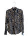 Cino Size Small Navy & Tan Cotton Button Down Long Sleeve All Over Print Top Navy & Tan / Small