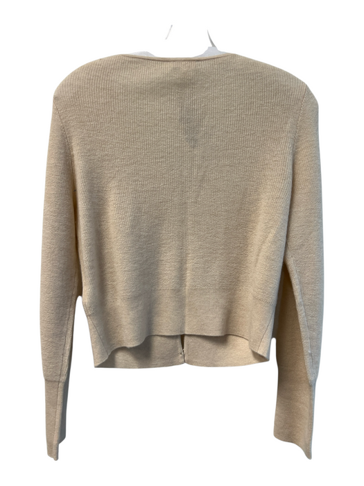 J Crew Size Medium Light Tan Cashmere V Neck Ribbed Front Button Cardigan Light Tan / Medium