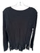 Neiman Marcus Size L Black Rayon Long Sleeve Ribbed Fringe Sweater Black / L