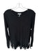 Neiman Marcus Size L Black Rayon Long Sleeve Ribbed Fringe Sweater Black / L