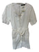 Karen Millen Size 10 White Cotton Blend Back Zip Lace Up Front Belted Dress White / 10