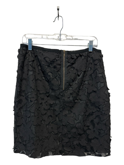 Saks Fifth Ave Size 8 Black Polyester Blend Textured Back Zip Pencil Skirt Black / 8