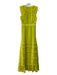 Badgley Mischka Size 2 Neon Green Polyester V Neck Ruffle Sleeveless Maxi Dress Neon Green / 2