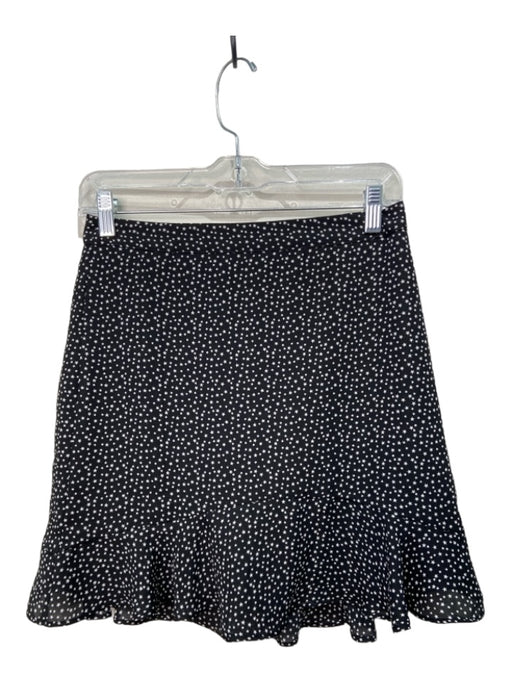 J Crew Size 0 Black & White Polyester Stars Ruffle Hem Back Zip Skirt Black & White / 0