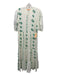 Oliphant Size Small Green & White Cotton Blend Half Puff Sleeve Maxi Dress Green & White / Small