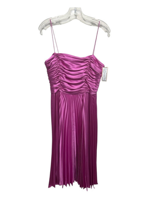 AMUR Size 10 Pink Polyester Spaghetti Strap Pleated Gathered Midi Gown Pink / 10