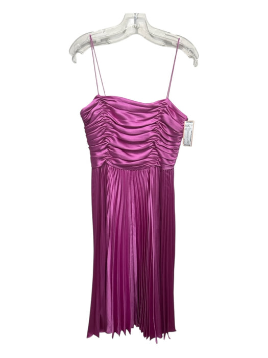 AMUR Size 10 Pink Polyester Spaghetti Strap Pleated Gathered Midi Gown Pink / 10