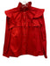 Tuckernuck Size S Red Cotton Long Sleeve Ruffle Detail Snap Button Top Red / S