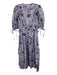 Ulla Johnson Size 6 Blue, Red, White Cotton Half Balloon Sleeve Midi Dress Blue, Red, White / 6