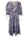 Ulla Johnson Size 6 Blue, Red, White Cotton Half Balloon Sleeve Midi Dress Blue, Red, White / 6